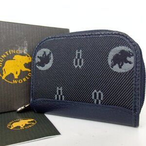 Authentic HUNTING WORLD 22.1.2.07 Round zip coin purse Jacquard nylon/leather